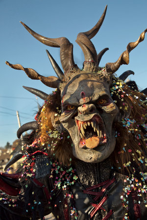 LUZERN, SWITZERLAND, 27 FEBRUARY 2017. The traditional carnival parade of carnival masks.