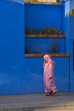 CHEFCHAOUEN, MOROCCO. 24 SEPTEMBER 2017. Medina in the blue town of Chefchaouen, Morocco.のeditorial素材