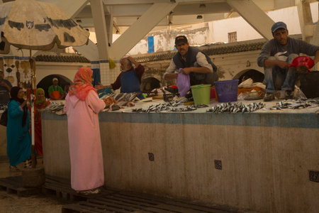 ESSAOUIRA, MOROCCO. 27 SEPTEMBER 2017.  Ancient market in the Medina of Essaouira, Morocco.のeditorial素材