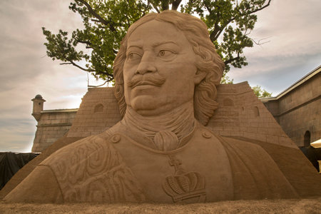 SAINT-PETERSBURG, RUSSIA. 03 JUNE 2018. Sand sculpture in Peter and Paul Fortress.のeditorial素材