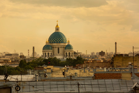 SAINT-PETERSBURG, RUSSIA. 04 JUNE 2018. View from the roof on the Trinity  (Izmaylovsky) Cathedral in St. Petersburg, Russia.のeditorial素材