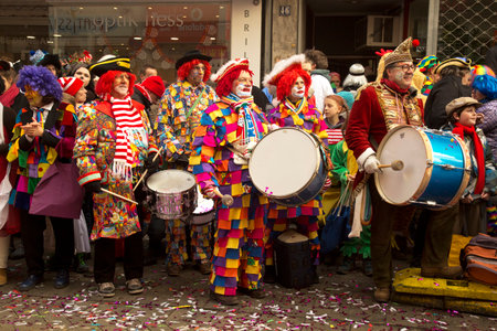 COLOGNE, GERMANY, 12 FEBRUARY 2018. The traditional carnival parade of carnival masks.のeditorial素材
