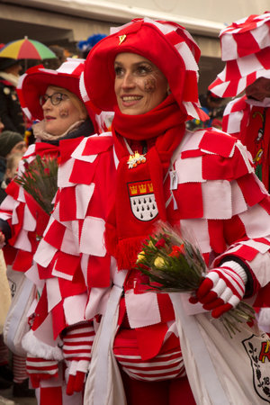COLOGNE, GERMANY, 12 FEBRUARY 2018. The traditional carnival parade of carnival masks.のeditorial素材