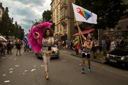STUTTGART, GERMANY, 28 JULY 2018. Christopher Street Day in Stuttgart, Germany.のeditorial素材