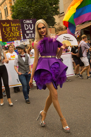 STUTTGART, GERMANY, 28 JULY 2018. Christopher Street Day in Stuttgart, Germany.のeditorial素材