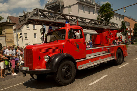 LUDWIGSBURG, GERMANY , 10 JUNE 2018.  Horse market (Pferdemarkt). Costume parade in the city center in Ludwigsburg, Germany.のeditorial素材