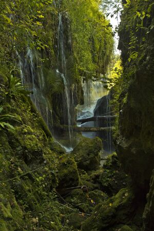 View of waterfalls and canyon in Rastoke, Slunj, Croatia.の写真素材