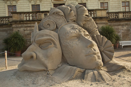 LUDWIGSBURG, GERMANY, 22 SEPTEMBER 2018. Sand sculpture in the gardensのeditorial素材