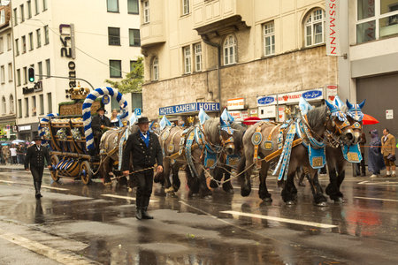 MUNICH, GERMANY, 18 SEPTEMBER 2016. Oktoberfest in Munich. The march through the city center.