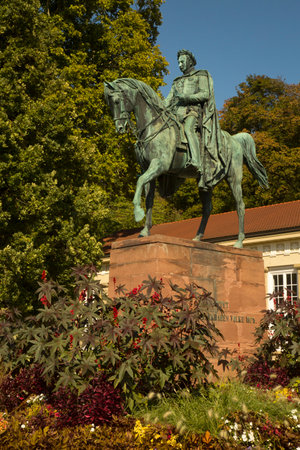 STUTTGART, GERMANY, 30 SEPTEMBER 2018.  Statue of emperor Wilhelm I in Kurpark, Bad-Cannstatt, Stuttgart, Germany.のeditorial素材