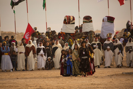 DOUZ,TUNISIA. 20 DECEMBER 2018.  Festival of the Sahara in Douz, Tunisia.のeditorial素材