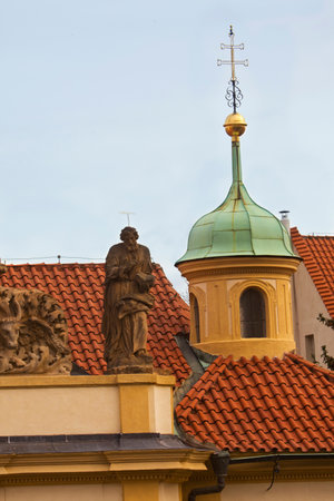 PRAGUE, CZECH REPUBLIC, 31 DECEMBER 2018. Statue decorating Loreta in Prague, Czech Republic.のeditorial素材
