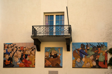 KONSTANZ, GERMANY, MAY 20, 2019. Fresco on the former building of the Franciscan monastery in Konstanz, Germany.のeditorial素材