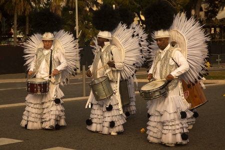 NICE, FRANCE, 23 FEBRUARY 2019. The traditional carnival parade of carnival masks in Nice, France.のeditorial素材