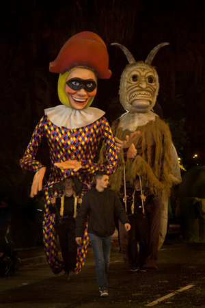NICE, FRANCE, 23 FEBRUARY 2019. The traditional carnival parade of carnival masks in Nice, France.のeditorial素材