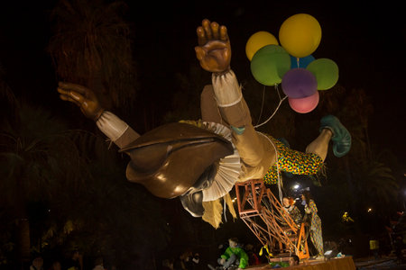 NICE, FRANCE, 23 FEBRUARY 2019. The traditional carnival parade of carnival masks in Nice, France.