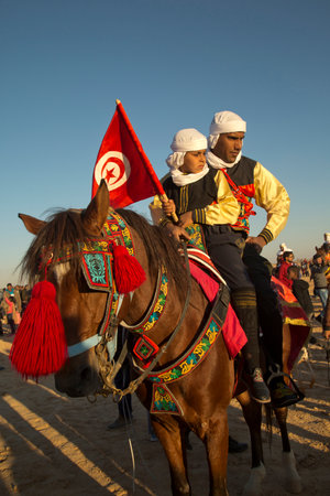 DOUZ, TUNISIA. 23 DECEMBER 2018. Festival of the Sahara in Douz, Tunisia.のeditorial素材