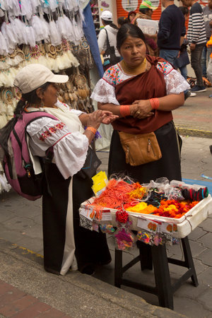 OTAVALO, ECUADOR, 22 JUNE 2019. Indian market of Otavalo in Ecuador.のeditorial素材