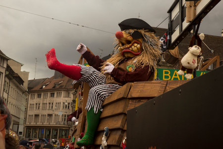 BASEL, SWITZERLAND, 11 MARCH 2019. The traditional carnival parade of carnival masks in Basel,...