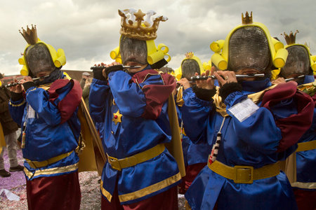 BASEL, SWITZERLAND, 11 MARCH 2019. The traditional carnival parade of carnival masks in Basel, Switzerland.のeditorial素材