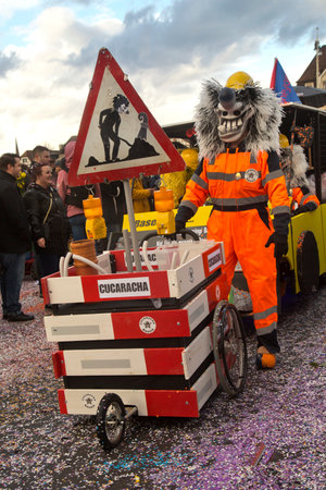 BASEL, SWITZERLAND, 11 MARCH 2019. The traditional carnival parade of carnival masks in Basel, Switzerland.のeditorial素材