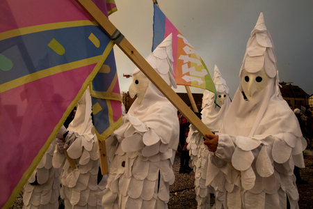 BASEL, SWITZERLAND, 11 MARCH 2019. The traditional carnival parade of carnival masks in Basel,...