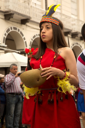 CUENCA, ECUADOR, 29 JUNE 2019. Traditional parade on the day of Saints Peter and Paul in Cuenca, Ecuador.のeditorial素材