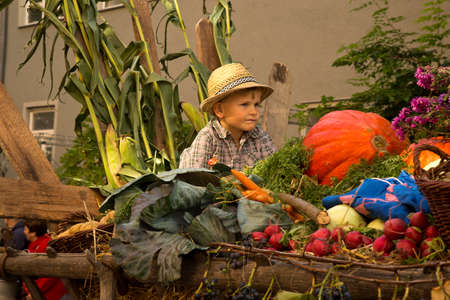 STUTTGART, GERMANY, 29 SEPTEMBER 2019. Volksfest in Stuttgart. The march through the city center.のeditorial素材