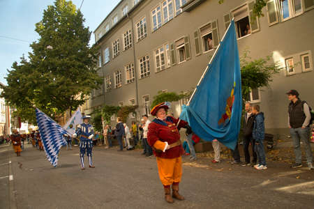 STUTTGART, GERMANY, 29 SEPTEMBER 2019. Volksfest in Stuttgart. The march through the city center.のeditorial素材