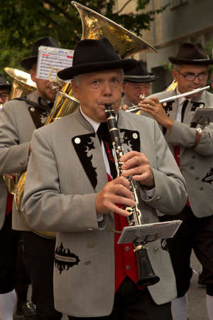 STUTTGART, GERMANY, 29 SEPTEMBER 2019. Volksfest in Stuttgart. The march through the city center.のeditorial素材