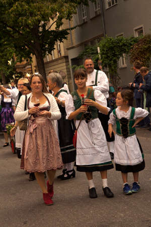 STUTTGART, GERMANY, 29 SEPTEMBER 2019. Volksfest in Stuttgart. The march through the city center.のeditorial素材