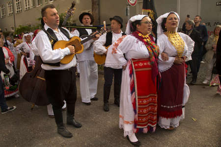 STUTTGART, GERMANY, 29 SEPTEMBER 2019. Volksfest in Stuttgart. The march through the city center.のeditorial素材