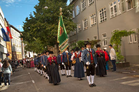 STUTTGART, GERMANY, 29 SEPTEMBER 2019. Volksfest in Stuttgart. The march through the city center.のeditorial素材