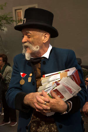 STUTTGART, GERMANY, 29 SEPTEMBER 2019. Volksfest in Stuttgart. The march through the city center.のeditorial素材