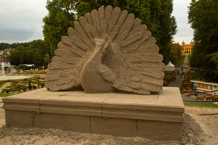 LUDWIGSBURG, GERMANY, 06 SEPTEMBER 2020. Sand sculpture in the gardens "Blossoming Baroque" in Ludwigsburg, Germany.のeditorial素材
