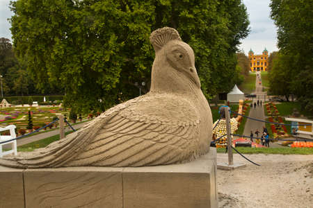 LUDWIGSBURG, GERMANY, 06 SEPTEMBER 2020. Sand sculpture in the gardens "Blossoming Baroque" in Ludwigsburg, Germany.のeditorial素材
