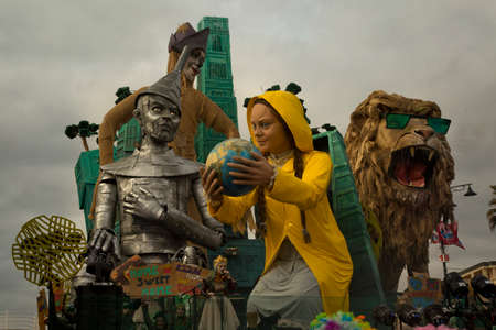 VIAREGGIO, ITALY. 23 FEBRUARY 2020. Traditional carnival procession in Viareggio, Italy.のeditorial素材