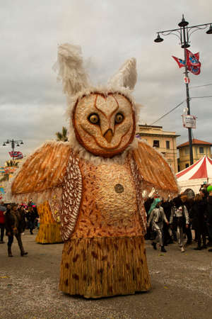 VIAREGGIO, ITALY. 23 FEBRUARY 2020. Traditional carnival procession in Viareggio, Italy.のeditorial素材