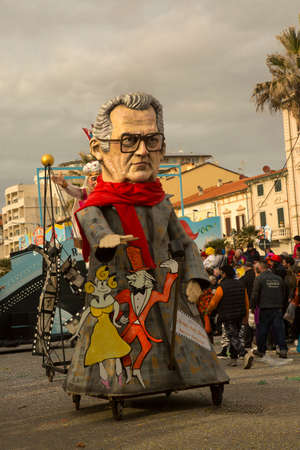 VIAREGGIO, ITALY. 23 FEBRUARY 2020. Traditional carnival procession in Viareggio, Italy.のeditorial素材