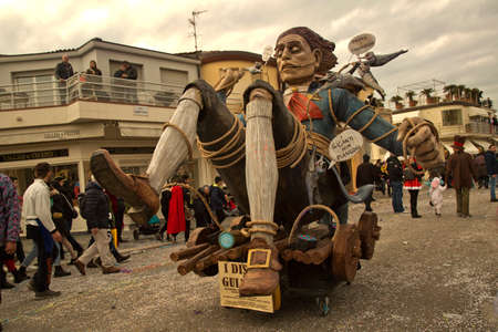 VIAREGGIO, ITALY. 23 FEBRUARY 2020. Traditional carnival procession in Viareggio, Italy.のeditorial素材