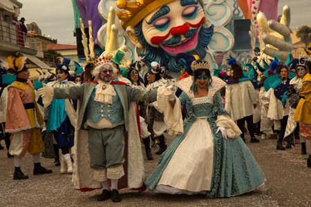 VIAREGGIO, ITALY. 23 FEBRUARY 2020. Traditional carnival procession in Viareggio, Italy.のeditorial素材