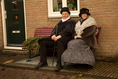 DEVENTER, NETHERLANDS, 14 DECEMBER 2019. Dickens festival in Deventer, Netherlands.のeditorial素材