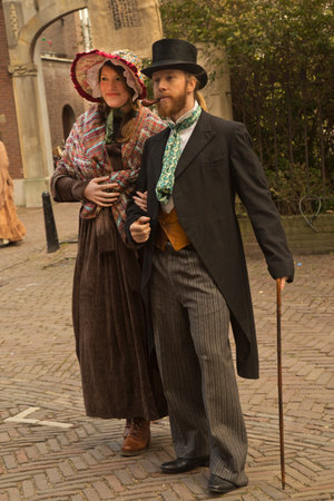 DEVENTER, NETHERLANDS, 14 DECEMBER 2019. Dickens festival in Deventer, Netherlands.のeditorial素材