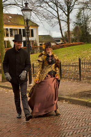 DEVENTER, NETHERLANDS, 15 DECEMBER 2019. Dickens festival in Deventer, Netherlands.のeditorial素材