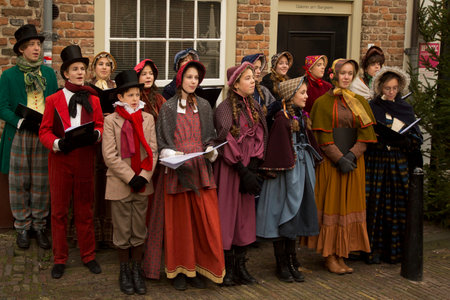 DEVENTER, NETHERLANDS, 15 DECEMBER 2019. Dickens festival in Deventer, Netherlands.のeditorial素材