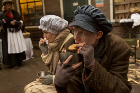 DEVENTER, NETHERLANDS, 15 DECEMBER 2019. Dickens festival in Deventer, Netherlands.のeditorial素材