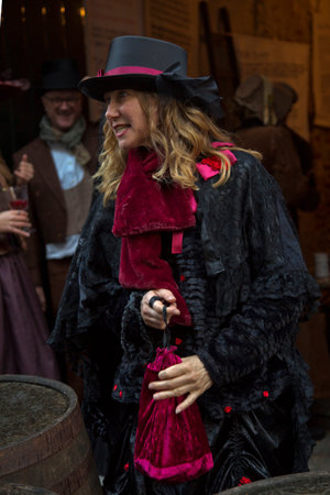 DEVENTER, NETHERLANDS, 14 DECEMBER 2019. Dickens festival in Deventer, Netherlands.のeditorial素材