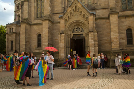 STUTTGART, GERMANY, 31 JULY 2021. Christopher Street Day in Stuttgart, Germany.のeditorial素材