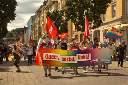 STUTTGART, GERMANY, 31 JULY 2021. Christopher Street Day in Stuttgart, Germany.のeditorial素材