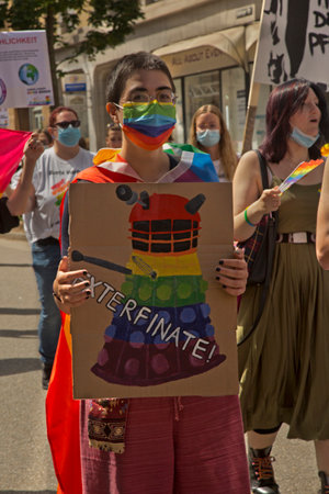 STUTTGART, GERMANY, 31 JULY 2021. Christopher Street Day in Stuttgart, Germany.のeditorial素材